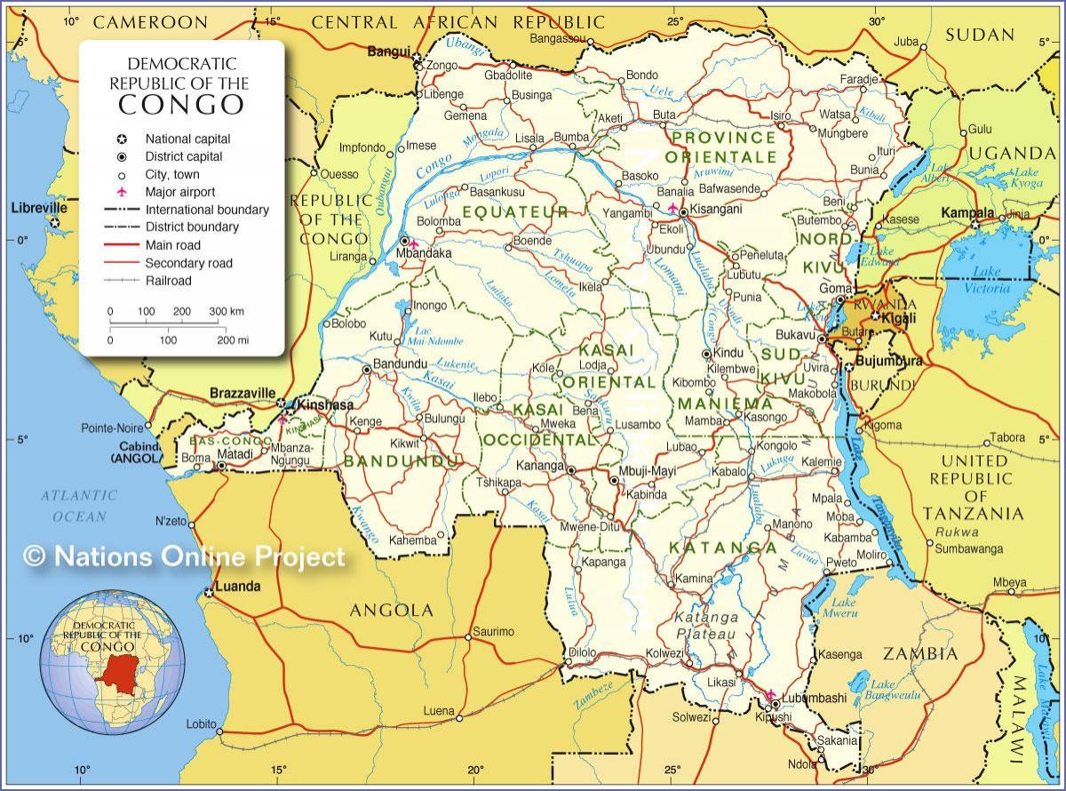 mapa da república democrática do congo