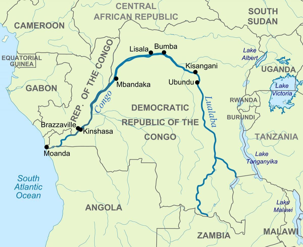 zaire río no mapa do mundo