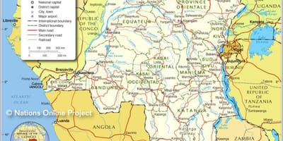 Mapa da república democrática do congo