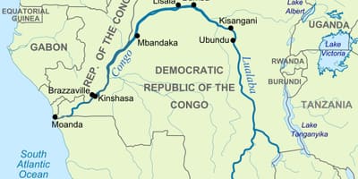 Zaire río no mapa do mundo